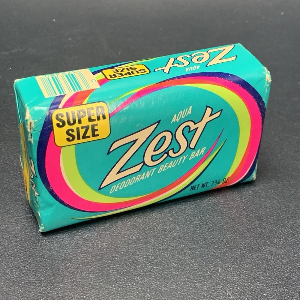 Vintage Zest Aqua Deodorant Beauty Bar Soap Super Size Bar - 7 3/4 oz USA